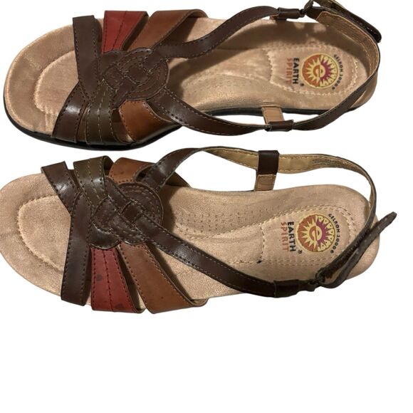 Earth Spirit Leather Sandals Womens 8 Multi Color Comfort Walking Strappy Shoes - Picture 2 of 15
